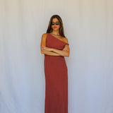 Soft Asymmetric Linen Dress Coral