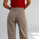 Low Waist Linen Pants Taupe