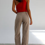 Low Waist Linen Pants Taupe