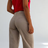 Low Waist Linen Pants Taupe