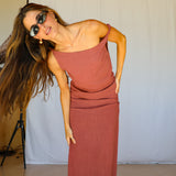 Soft Asymmetric Linen Dress Coral