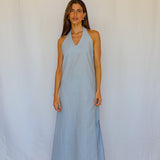 Linen Back Dress Blue