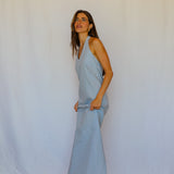 Linen Back Dress Blue