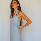 Linen Back Dress Blue