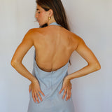 Linen Back Dress Blue