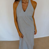 Linen Back Dress Blue