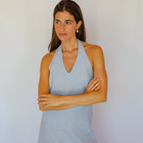 Linen Back Dress Blue