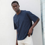 Short Modern Trendy T-Shirt Navy