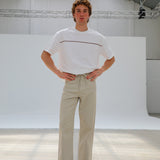 Trendy T-Shirt Embroidered Detail White & Red