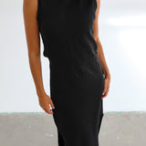 Back Hole Maxi Dress Black