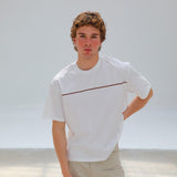 Trendy T-Shirt Embroidered Detail White & Red