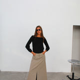 Off-Shoulder Tencel Blouse Black