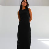 Back Hole Maxi Dress Black