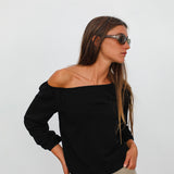 Off-Shoulder Tencel Blouse Black