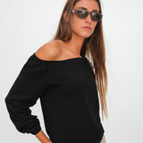 Off-Shoulder Tencel Blouse Black