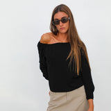 Off-Shoulder Tencel Blouse Black