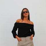 Off-Shoulder Tencel Blouse Black