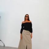 Off-Shoulder Tencel Blouse Black