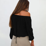 Off-Shoulder Tencel Blouse Black