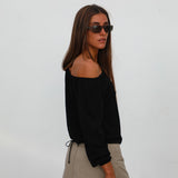 Off-Shoulder Tencel Blouse Black