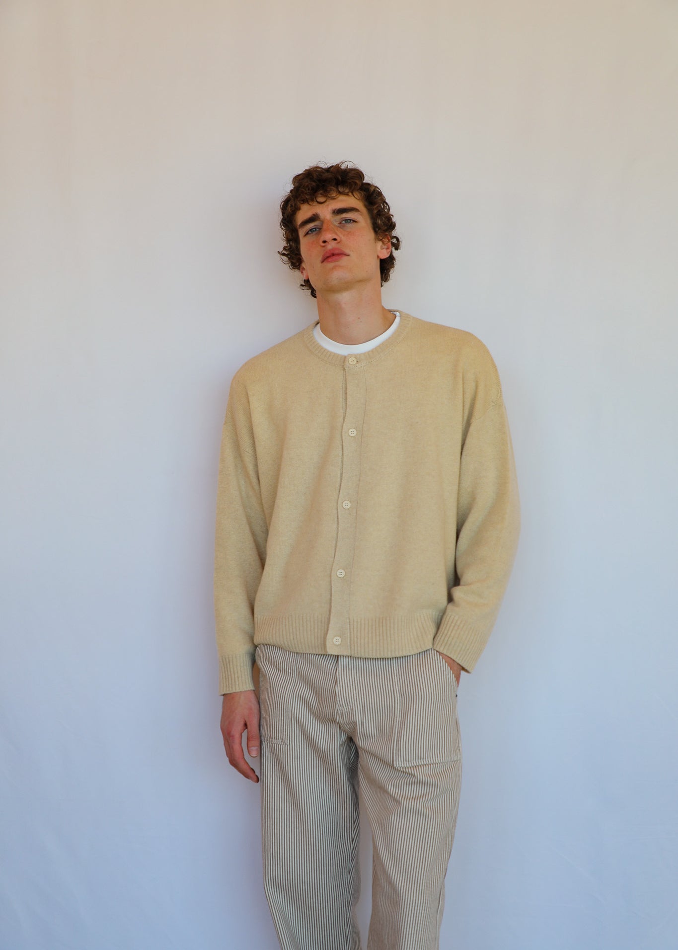 Buttons Knit Sweater Natural