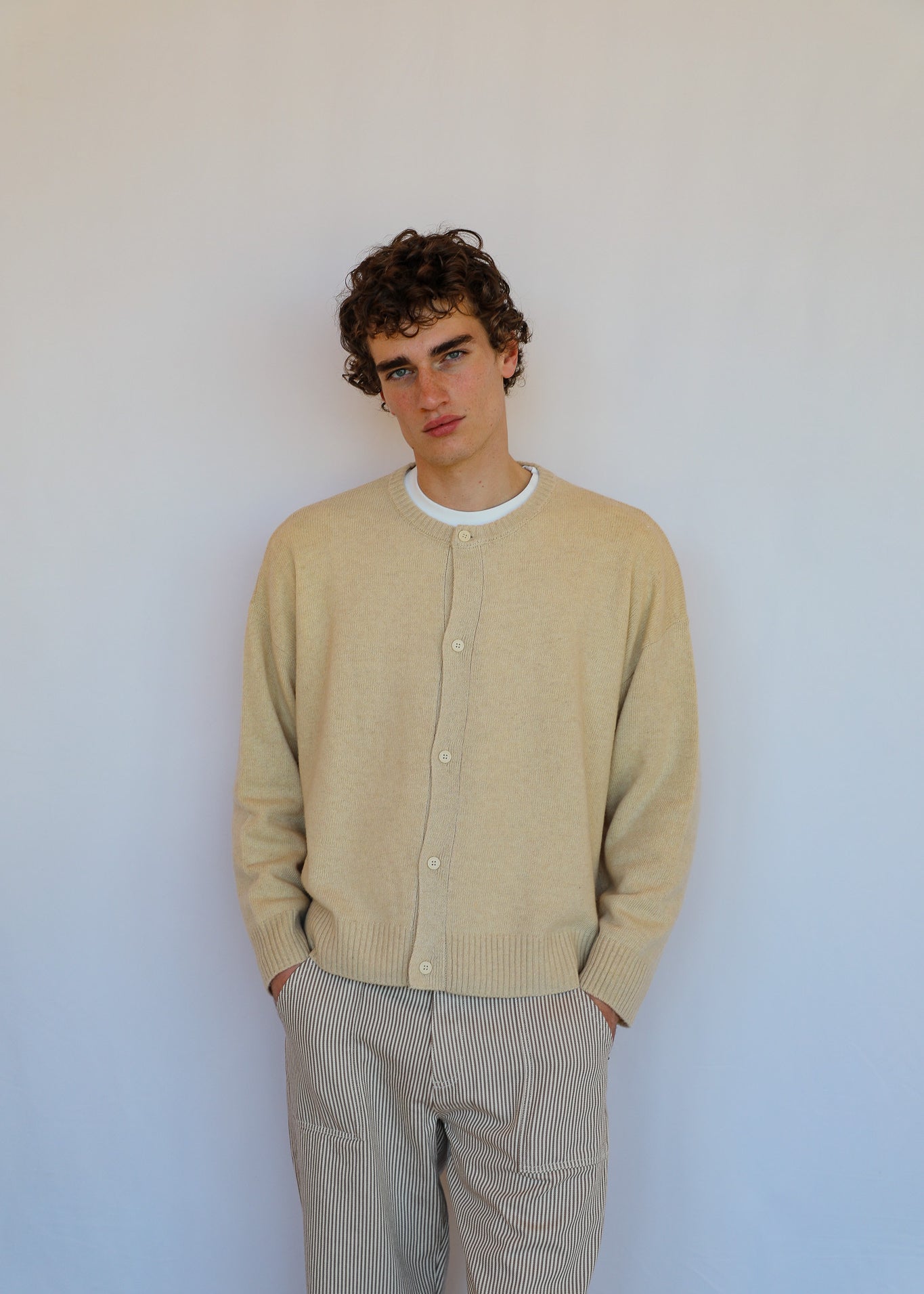 Buttons Knit Sweater Natural