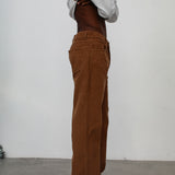 Corduroy Denim Comfy Pants Brown