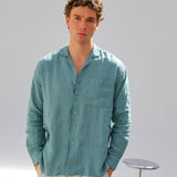 Blazer Linen Shirt Green Aqua