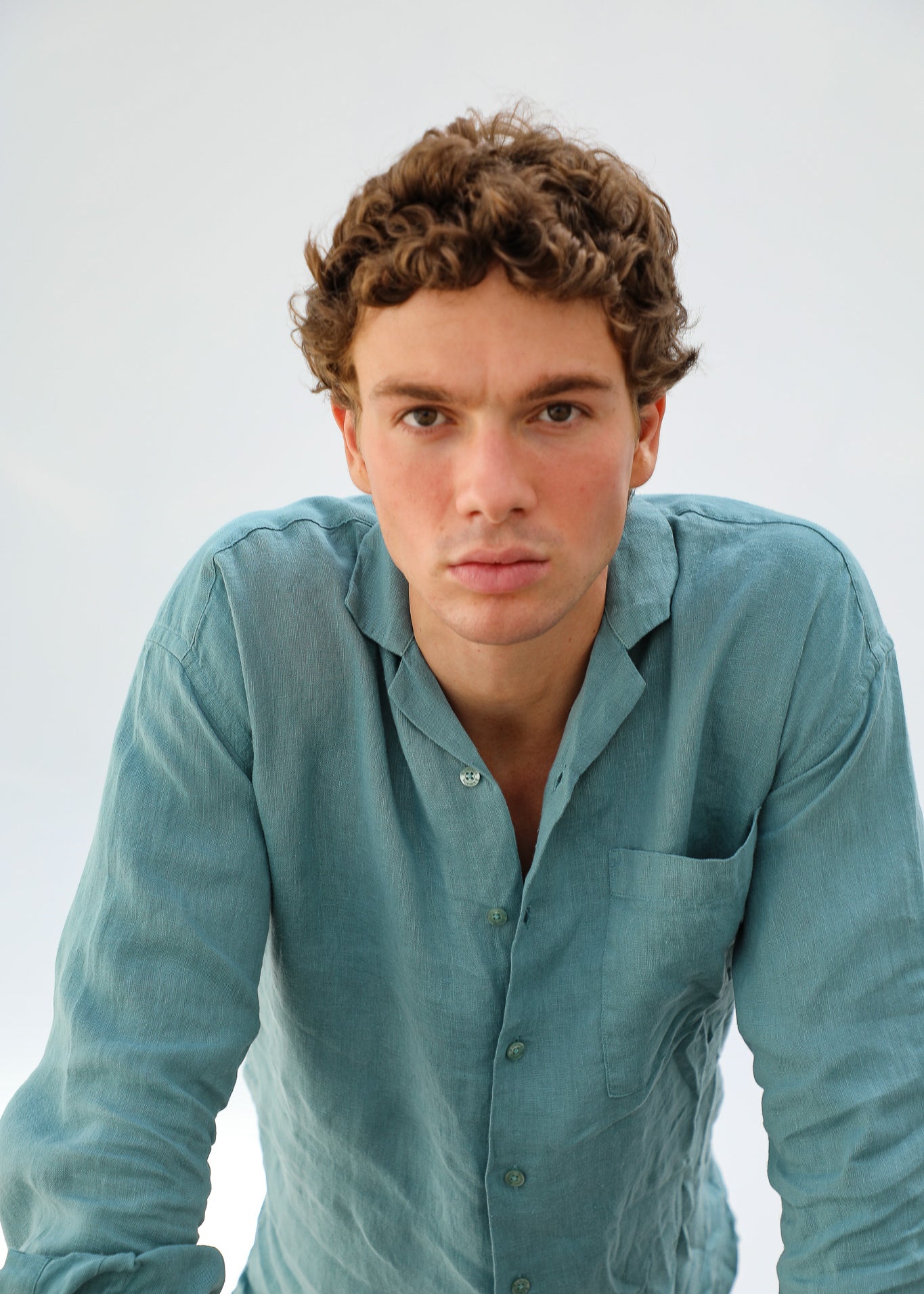 Blazer Linen Shirt Green Aqua