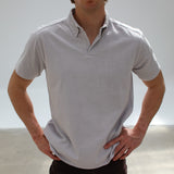 Short Modern Polo Light Grey