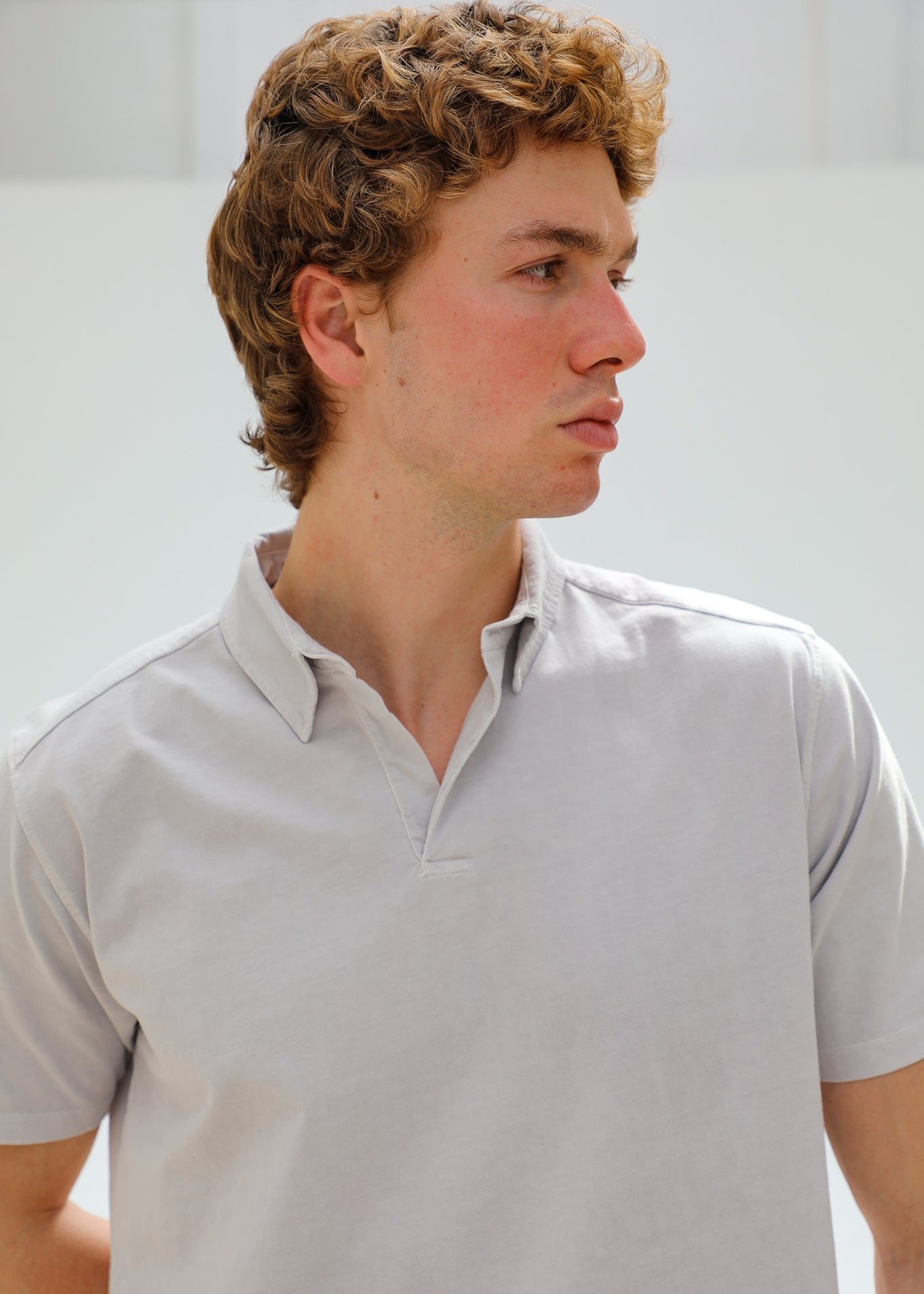 Short Modern Polo Light Grey