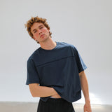 Trendy T-Shirt Embroidered Detail Petrol & Navy