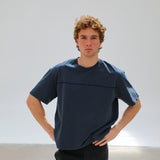 Trendy T-Shirt Embroidered Detail Petrol & Navy