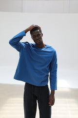 Long Trendy Modern T-Shirt Blue