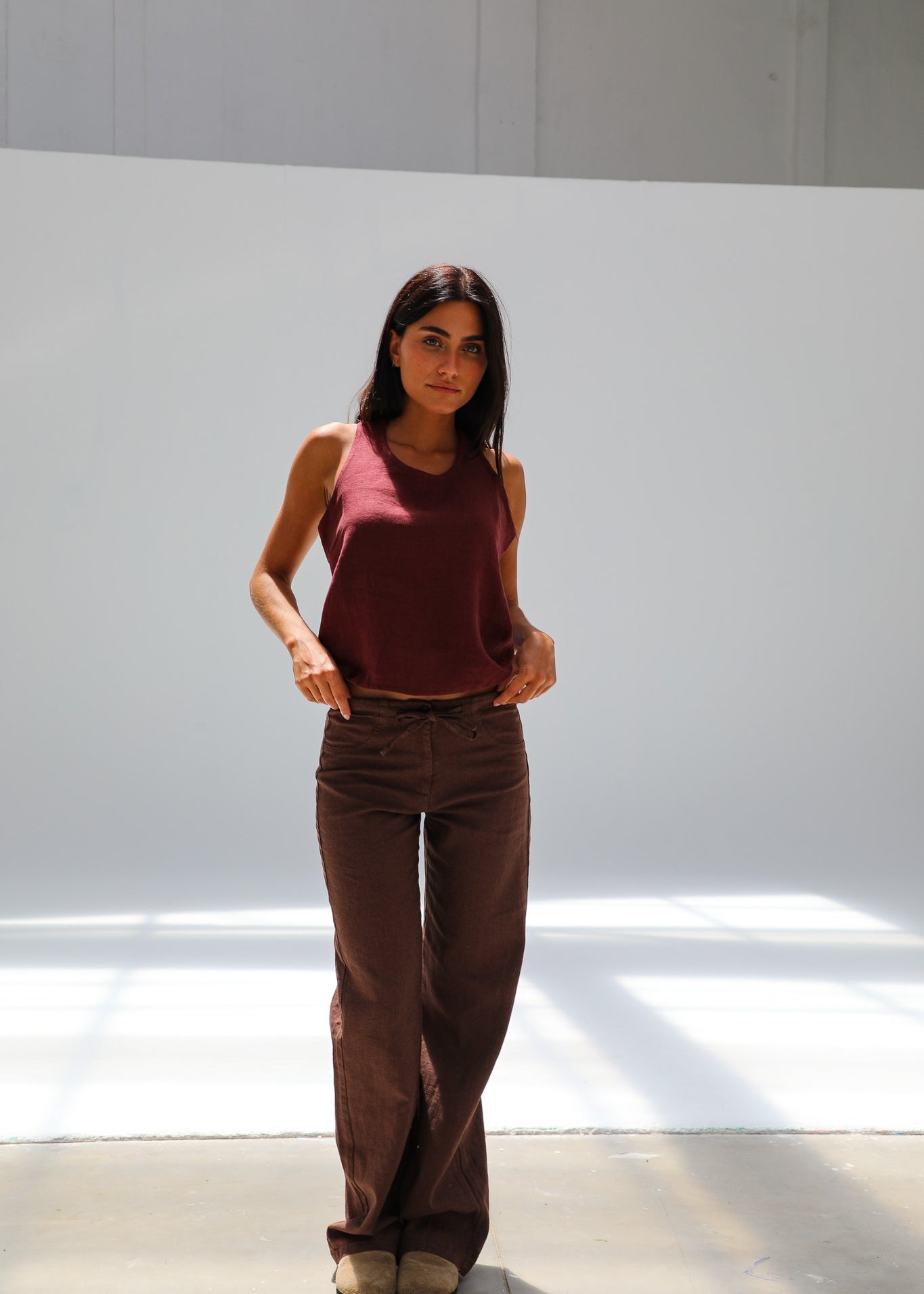 Loop Linen Pants Brown