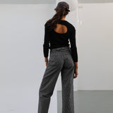 Back Hole Long Trendy Black