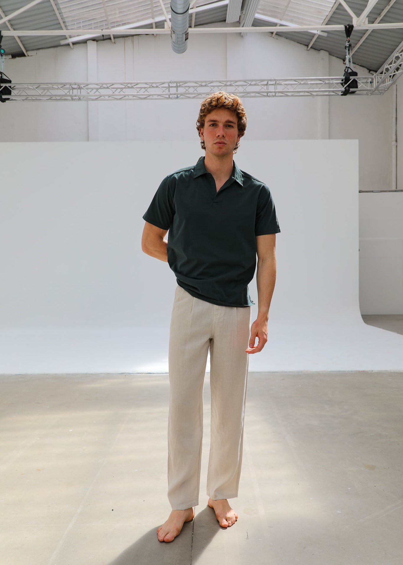 Short Modern Polo Dark Green