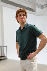 Short Modern Polo Dark Green