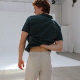 Crossed Linen Pleated Pants Beige