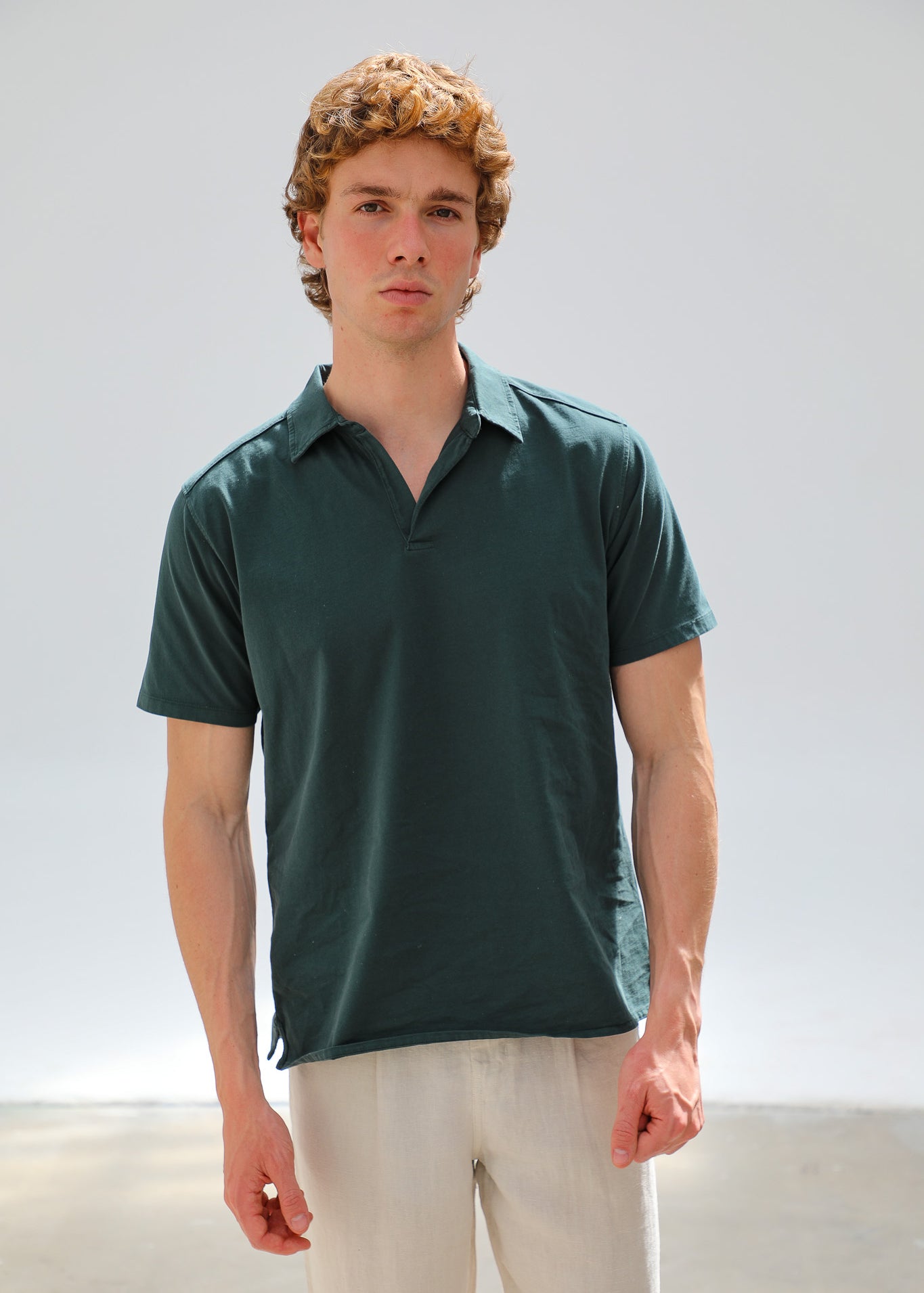 Short Modern Polo Dark Green