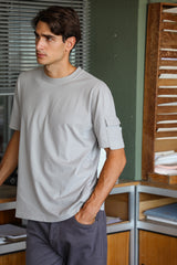 Soft Trendy Side Pocket T-shirt Light Grey