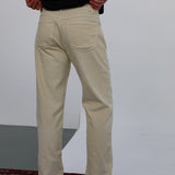 Corduroy Denim Comfy Pants White