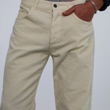 Corduroy Denim Comfy Pants White