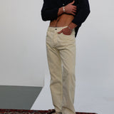 Corduroy Denim Comfy Pants White