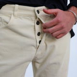 Corduroy Denim Comfy Pants White
