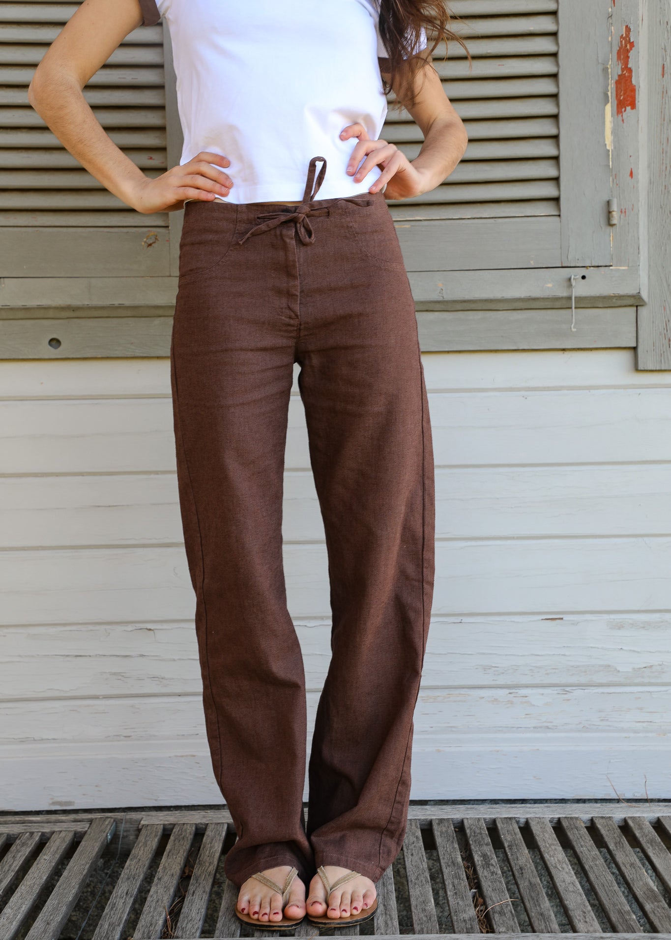 Loop Linen Pants Brown