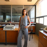 Diplomatic Stripes Vest Light Grey