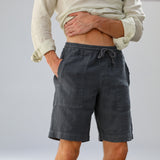 Short Comfy Linen Petrol