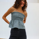 Comfy Linen Top Blue