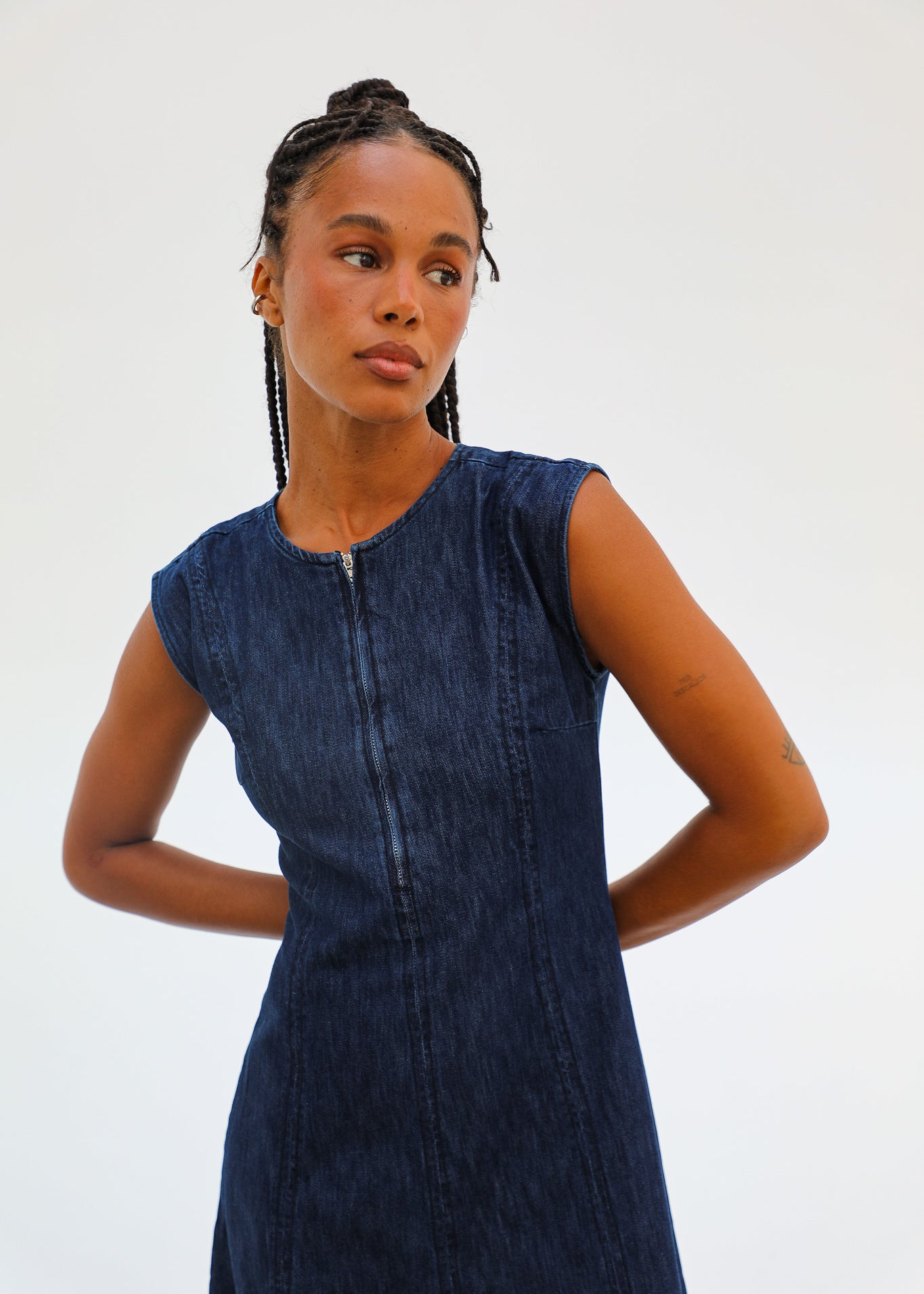 Denim Midi Zip Dress